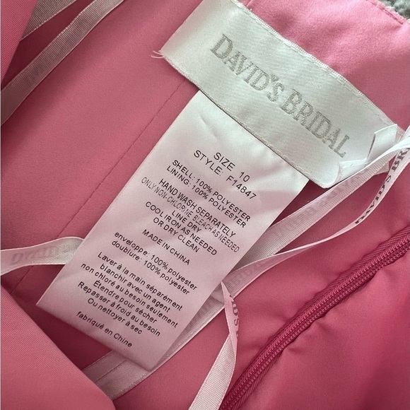 Davids Bridal Dress Strapless Crinkle Chiffon Cascade Bridesmaid - Picture 10 of 11